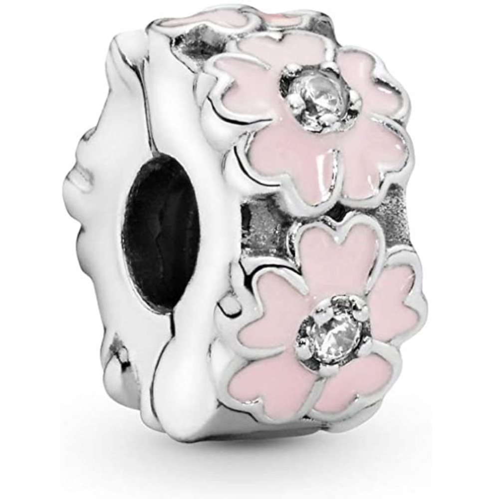 2 Pandora Pink Floral Clip
